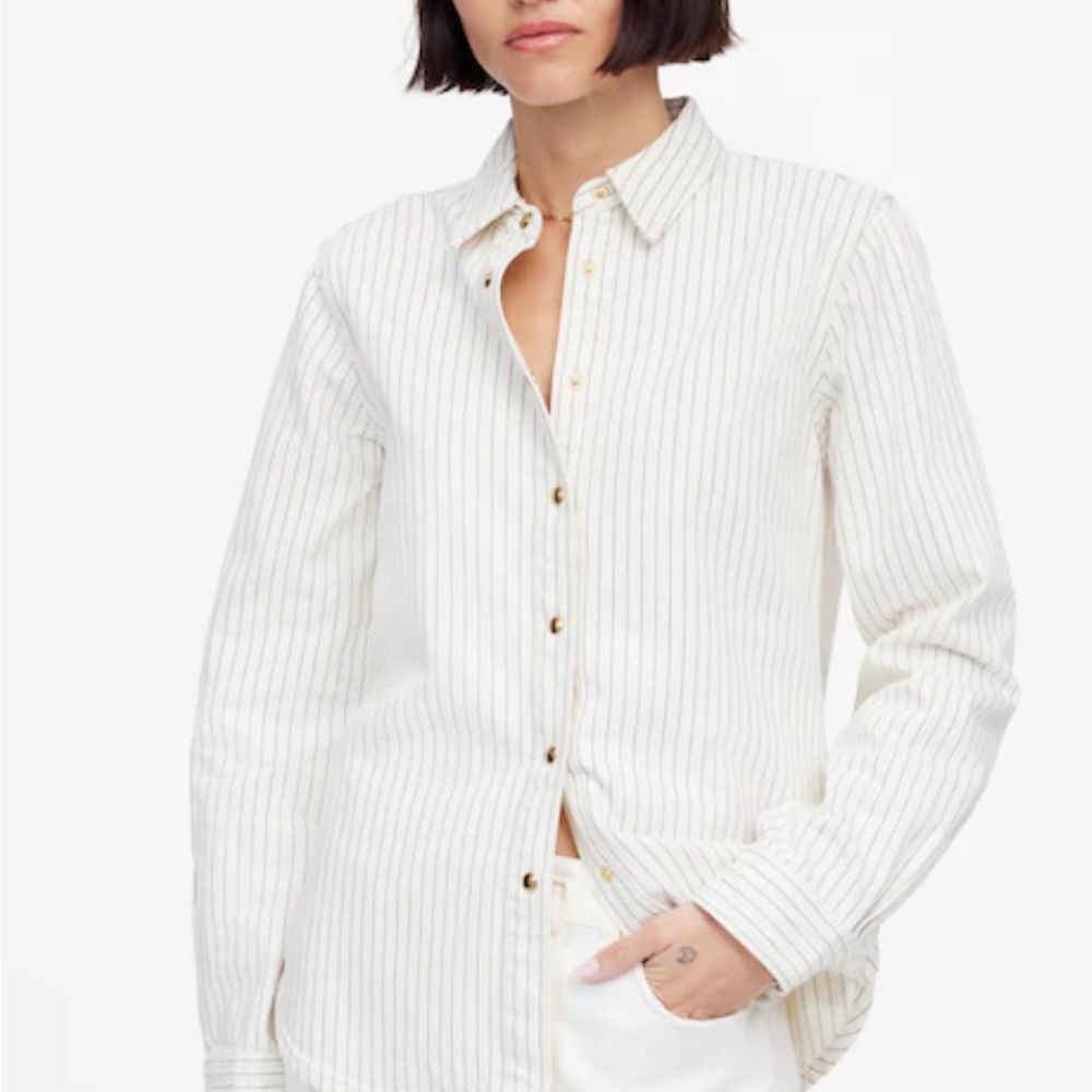 Madewell Denim Classic Button Up Shirt in Pinestripe
